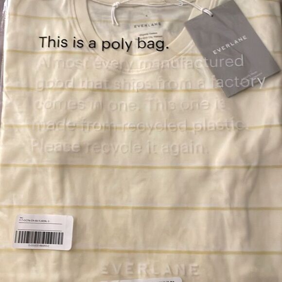 Everlane organic cotton crew neck tee shirt pastel yellow white stripe Small new - Picture 5 of 12